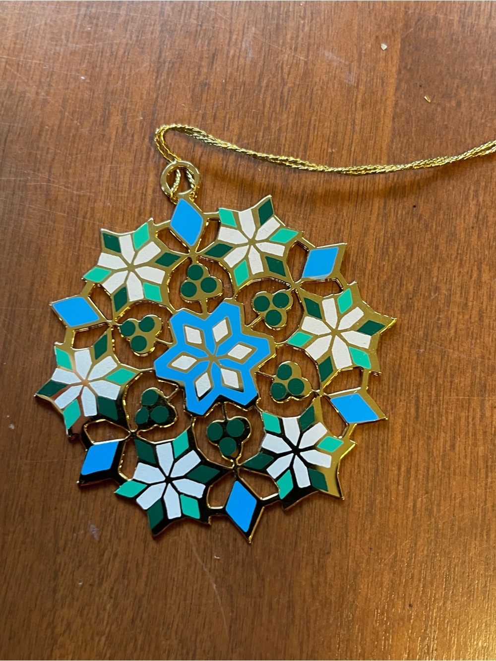 Tamerlane Christmas Snowflake Ornament 1983 Enamel Gold Plated?